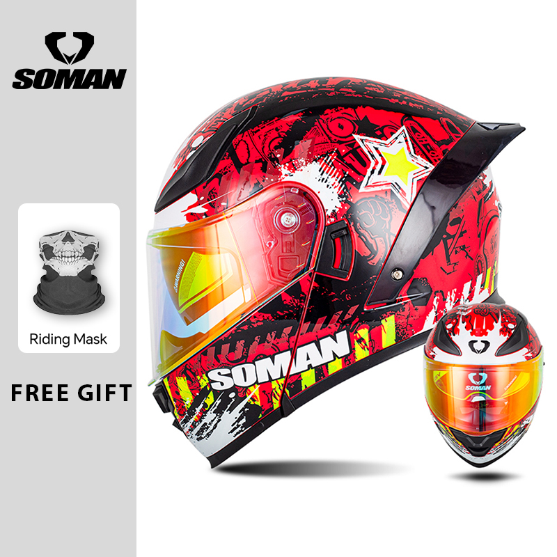 SOMAN modulaire helm Flip inte - Dual Visor Motorcycle Racing Helmet recensie en prijs